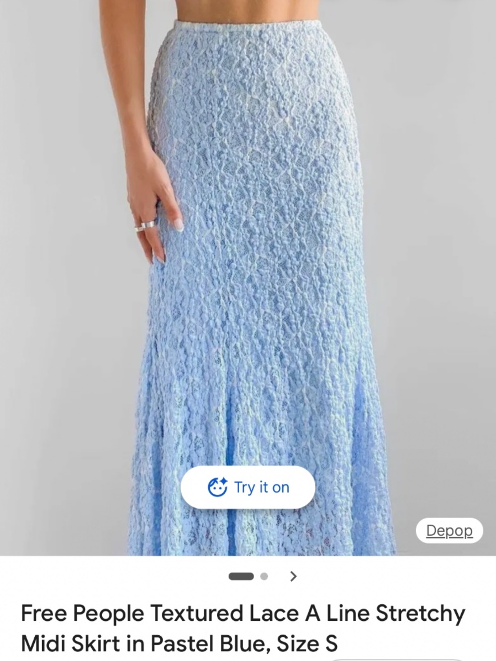 Free People Midi Skirt Blue Lace - Small